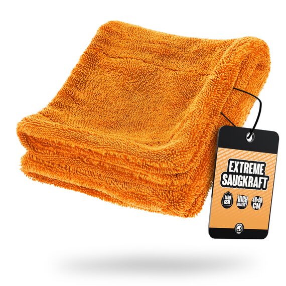 Nuke Guys Gamma Dryer S | Ultra saugstarkes handliches Trockentuch 1400 GSM orange 40x40cm | Fusselfrei, abgerundete sanfte Fasern, kratzerfrei | Premium Mikrofasertuch für Auto Motorrad Fahrrad