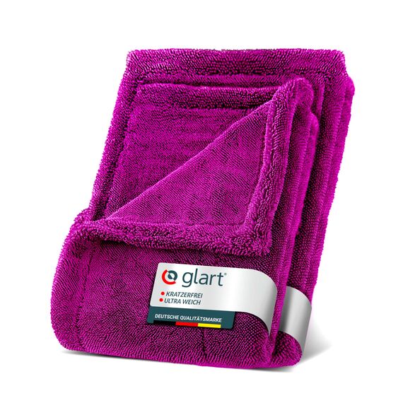 Glart Set Twist Auto Trockentuch XXL - Premium 80x55cm & 60x40cm Mikrofasertücher für kratzerfreies Trocknen vor/nach Autopolitur & Felgenbürste. Großes Trockentuch für Auto & Motorrad