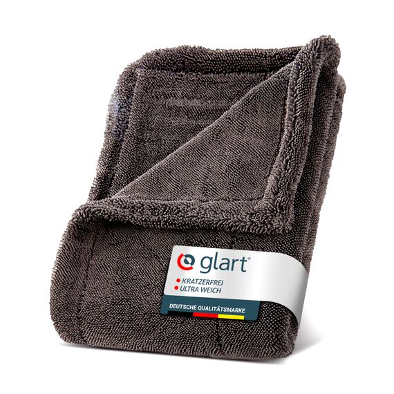 Glart 44TW6 Auto Trockentuch XXL grau – 60x40 cm Mikrofasertuch Auto, extrem saugstarkes Tuch zum kratzfreien Trocknen von Lack, Glas, Felgen, außen & innen – für Autopflege, Motorrad, Boot, Haushalt