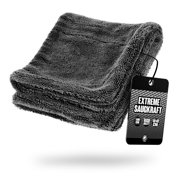 Nuke Guys Gamma Dryer S | Ultra saugstarkes handliches Trockentuch 1400 GSM grau 40x40cm | Fusselfrei, abgerundete sanfte Fasern, kratzerfrei | Premium Mikrofasertuch für Auto Motorrad Fahrrad