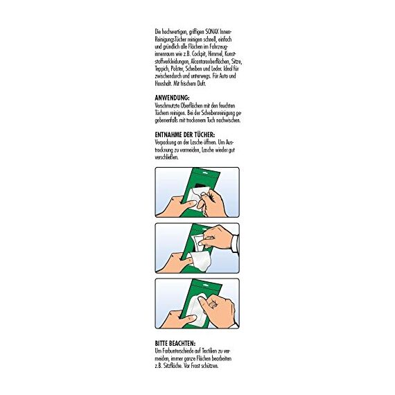 SONAX InnenReinigungsTücher (10 Stück) zur schnellen, einfachen und gründlichen Reinigung aller Flächen im Fahrzeuginnenraum | Art-Nr. 04159000 (Packung mit 2)