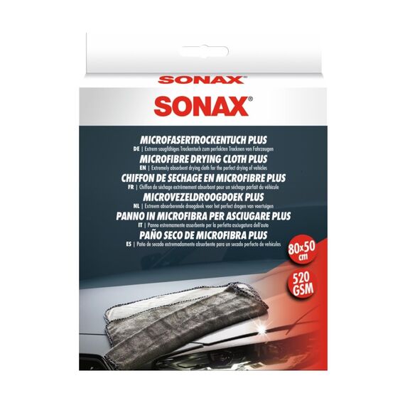 SONAX MicrofaserTrockenTuch Plus (1 Stück) im Großformat zur perfekten, streifenfreien Trocknung von Fahrzeugen | Art-Nr. 04512000