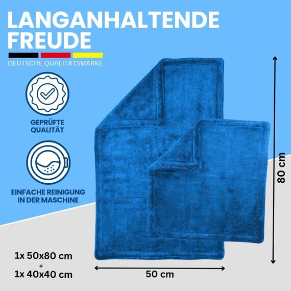 Ivality® Auto Trockentuch Set – 2 Stück - 80x50 cm & 40x40 cm, 1400 GSM Saugstarkes Twisted Mikrofasertücher - Trockentuch für AutoPflege und Motorrad - Fusselfreie & Lack-schonende Microfasertuch