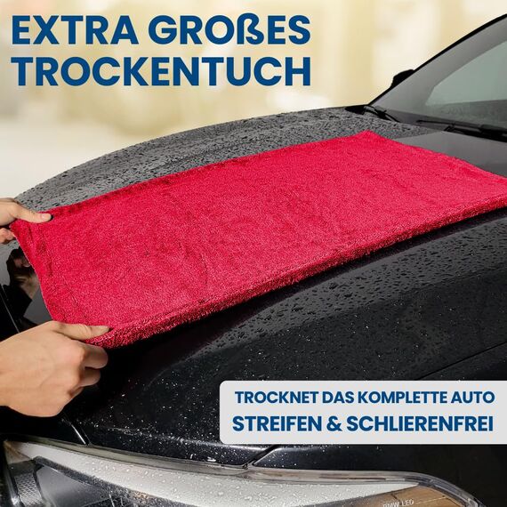 Ivality® Auto Trockentuch XXL 80x50 cm – 1400 GSM Ultra Saugstarke Mikrofasertücher für Autopflege und Motorrad, Fusselfreies, Lack-schonendes Twisted Towel Microfasertuch