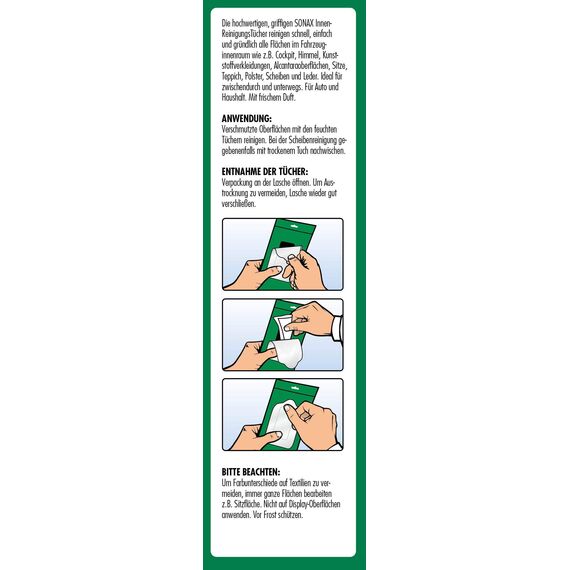 SONAX InnenReinigungsTücher (10 Stück) zur schnellen, einfachen und gründlichen Reinigung aller Flächen im Fahrzeuginnenraum | Art-Nr. 04159000 (Packung mit 2)