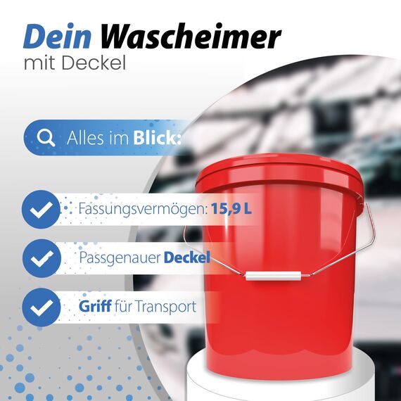 Autowäsche Set - SONAX: Autoshampoo Glanz Shampoo Konzentrat - Detailmate Wascheimer mit Deckel, Waschhandschuh mit Insekten Mesh - Autoreinigungsset Aussen