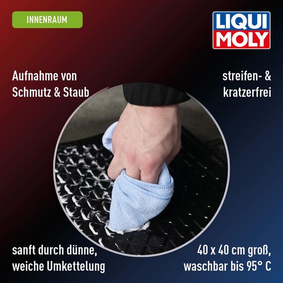 LIQUI MOLY Microfasertuch, Art.-Nr. 1651 I 40 x 40 cm Auto Trockentuch mit hoher Saugfähigkeit I 1x sanftes Mikrofasertuch zur kratzerfreien Reinigung & Pflege aller Oberflächen I Waschbar