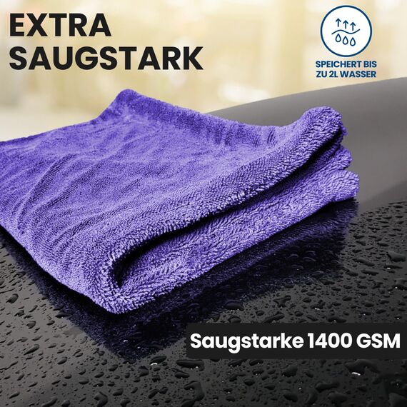 Ivality® Auto Trockentuch Klein 40x40 cm – 1400 GSM Ultra Saugstarke Mikrofasertücher für Autopflege und Motorrad, Fusselfreies, Lack-schonendes Twisted Towel Microfasertuch