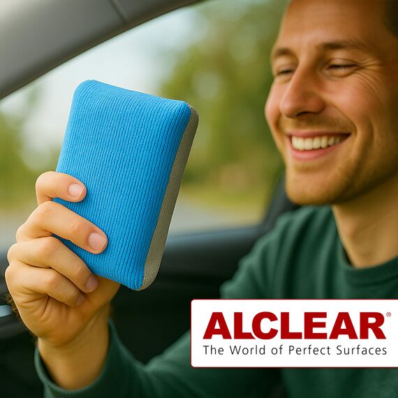 ALCLEAR 950014 Antibeschlagschwamm 13x10x3,5 cm, Ultra-Mikrofaser Schwamm gegen Beschlagene Autoscheiben, für Windschutzscheibe, Seitenscheiben & Spiegel. Auto Innenraum trocken halten