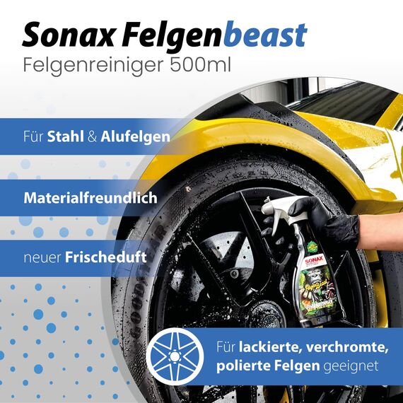 Autowäsche Set - SONAX: Autoshampoo Glanz Shampoo Konzentrat - SONAX Wascheimer mit Deckel & Schmutzfalle, Waschhandschuh mit Insekten Mesh - Autoreinigungsset Aussen