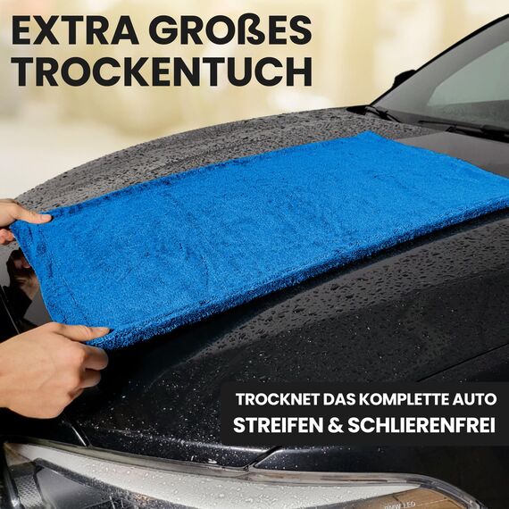 Ivality® Auto Trockentuch Set – 2 Stück - 80x50 cm & 40x40 cm, 1400 GSM Saugstarkes Twisted Mikrofasertücher - Trockentuch für AutoPflege und Motorrad - Fusselfreie & Lack-schonende Microfasertuch