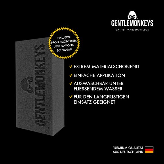 GENTLEMONKEYS Auto Innenraumreiniger Set (500ml Reiniger + 500ml Nachfüllflasche+ Schwamm + Microfasertuch) • Für Textilien im Fahrzeuginnenraum • Biologisch abbaubar • Made in Germany