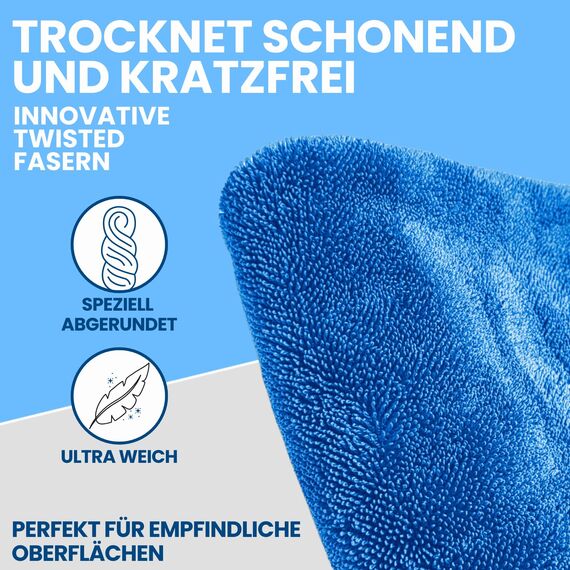 Ivality® Auto Trockentuch Set – 2 Stück - 80x50 cm & 40x40 cm, 1400 GSM Saugstarkes Twisted Mikrofasertücher - Trockentuch für AutoPflege und Motorrad - Fusselfreie & Lack-schonende Microfasertuch