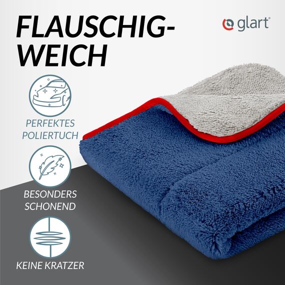 Glart 472PP Mikrofasertücher Auto 2er Set 40x40 cm – Trockentücher & Poliertücher für Autopflege, Lack, Cockpit, Glas – kratzfrei, streifenfrei, fusselfrei, Mikrofaser für Innen- & Außenreinigung