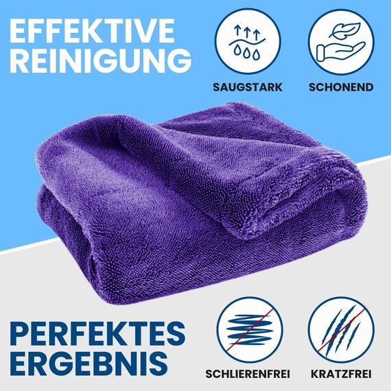Ivality® Auto Trockentuch Klein 40x40 cm – 1400 GSM Ultra Saugstarke Mikrofasertücher für Autopflege und Motorrad, Fusselfreies, Lack-schonendes Twisted Towel Microfasertuch