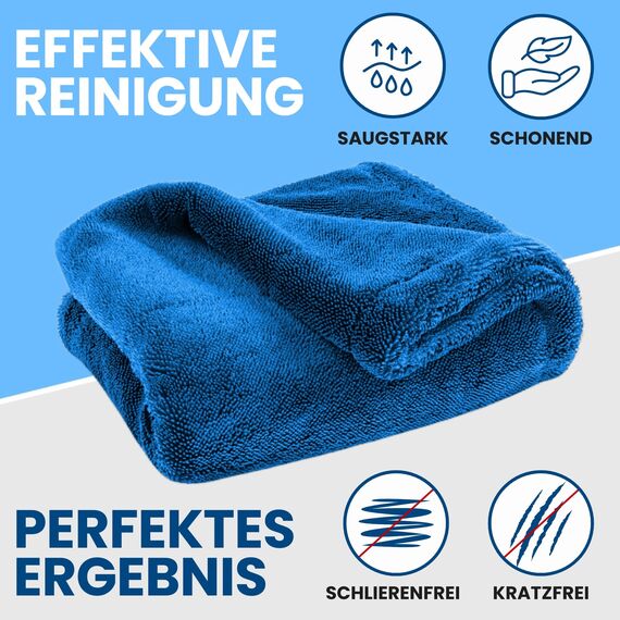 Ivality® Auto Trockentuch Klein 40x40 cm – 1400 GSM Ultra Saugstarke Mikrofasertücher für Autopflege und Motorrad, Fusselfreies, Lack-schonendes Twisted Towel Microfasertuch