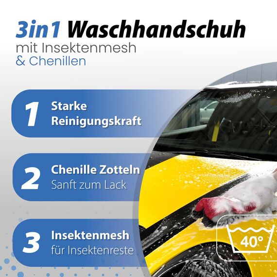 Autowäsche Set - SONAX: Autoshampoo Glanz Shampoo Konzentrat - Detailmate Wascheimer mit Deckel, Waschhandschuh mit Insekten Mesh - Autoreinigungsset Aussen