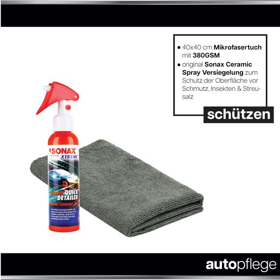 Felgenreiniger Set | Sonax Felgenbeast 500ml + Auto Wascheimer 20l mit Sieb und Deckel + Waschhandschuh + Pinsel + Ceramic Quick Detailer + Ceramic Shampoo + Mikrofasertuch
