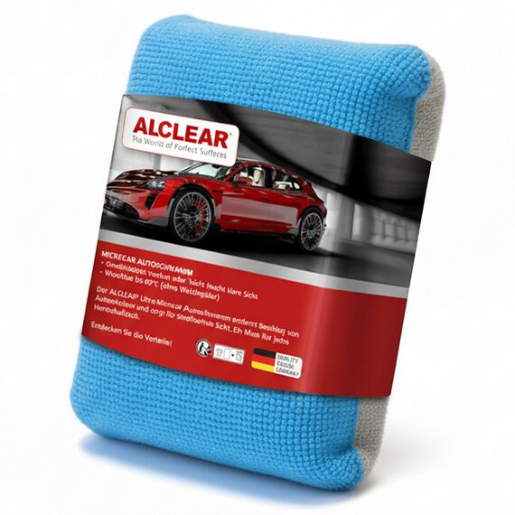 ALCLEAR 950014 Antibeschlagschwamm 13x10x3,5 cm, Ultra-Mikrofaser Schwamm gegen Beschlagene Autoscheiben, für Windschutzscheibe, Seitenscheiben & Spiegel. Auto Innenraum trocken halten