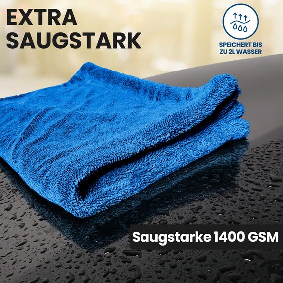 Ivality® Auto Trockentuch Klein 40x40 cm – 1400 GSM Ultra Saugstarke Mikrofasertücher für Autopflege und Motorrad, Fusselfreies, Lack-schonendes Twisted Towel Microfasertuch