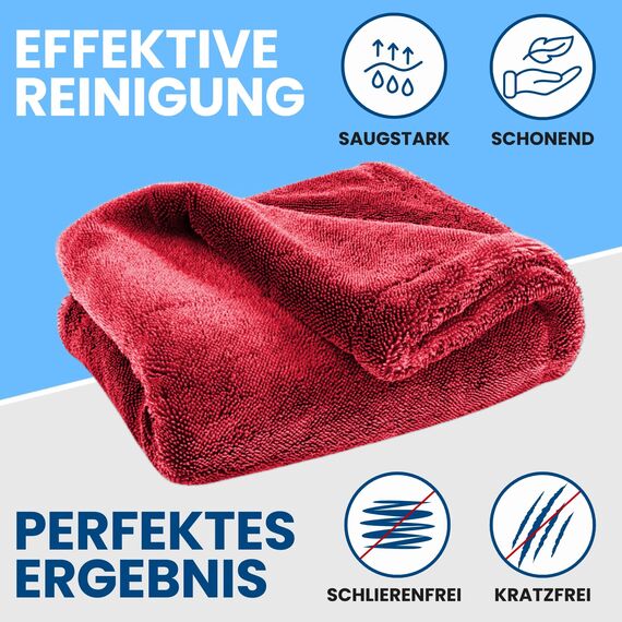 Ivality® Auto Trockentuch Klein 40x40 cm – 1400 GSM Ultra Saugstarke Mikrofasertücher für Autopflege und Motorrad, Fusselfreies, Lack-schonendes Twisted Towel Microfasertuch