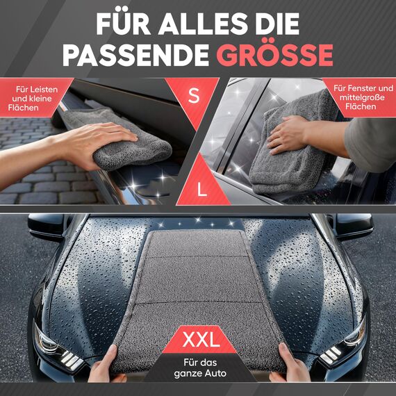 Ivality® Auto Trockentuch Mittel 40x60 cm – 1400 GSM Ultra Saugstarke Mikrofasertücher für Autopflege und Motorrad, Fusselfreies, Lack-schonendes Twisted Towel Microfasertuch