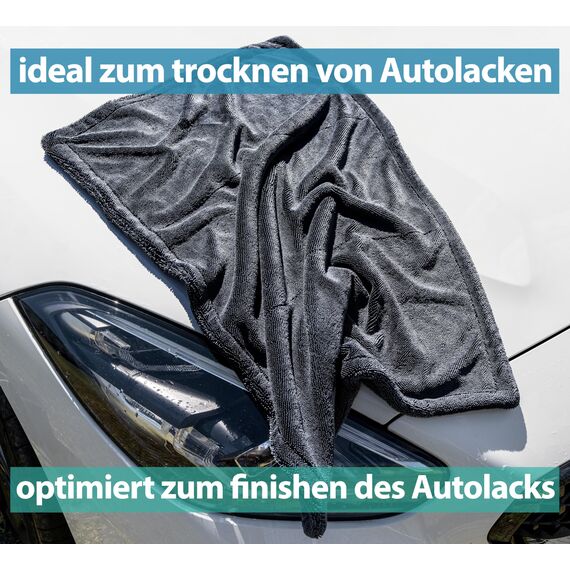 Kemes Mikrofasertücher Auto XXL Ultra saugstark mit 1400 GSM Heavyweight Grau 50x80cm Premium Microfaser Trockentuch Kratzfrei | 5-Fach Saugstark Poliertuch für Autopflege und Motorrad