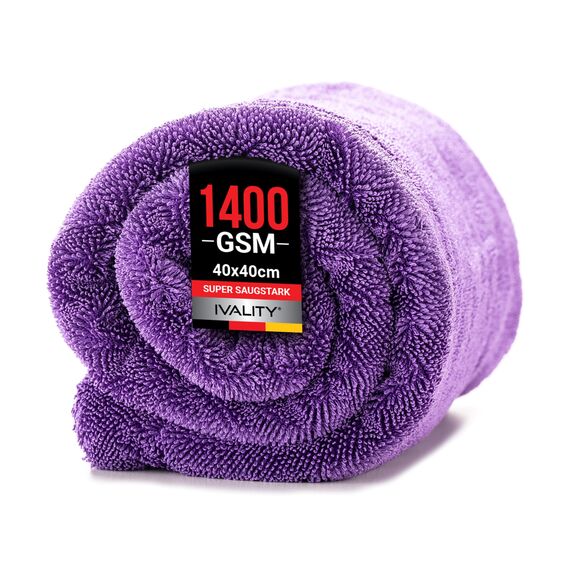 Ivality® Auto Trockentuch Klein 40x40 cm – 1400 GSM Ultra Saugstarke Mikrofasertücher für Autopflege und Motorrad, Fusselfreies, Lack-schonendes Twisted Towel Microfasertuch