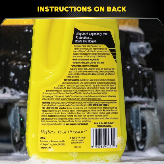 Meguiar's G17748EU Ultimate Wash & Wax Autoshampoo -Autopflege& Autoreinigung - Autowäsche mit Duft - Autowachs - Shampoo und Wachs in einem - 1420ml
