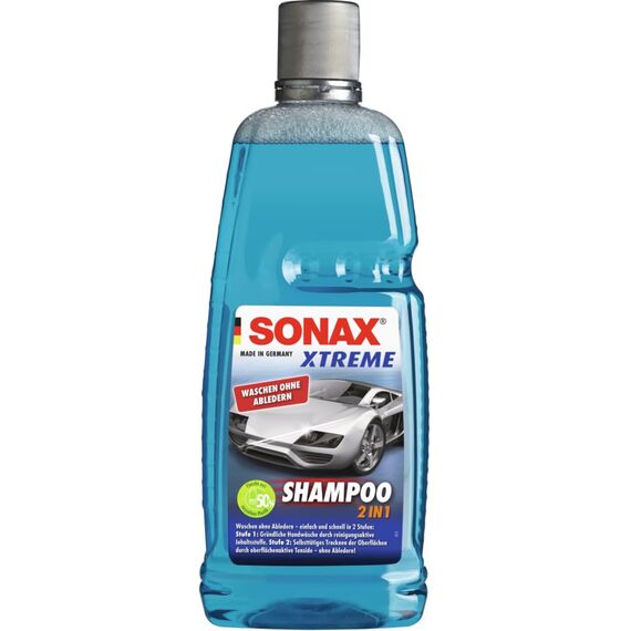 SONAX XTREME Shampoo 2 in 1 (1 Liter) Autoshampoo Konzentrat ohne Abledern zur Reinigung lackierter Oberflächen, Metall, Glas, Kunststoff & Gummi | Art-Nr. 02153000