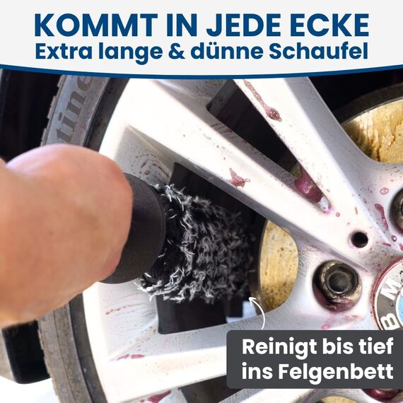 Ivality® Mikrofaser Felgenbürste extra dünn - Schonende Reinigung bis tief ins Felgenbett - Microfaser Felgenbürste Alufelgen Felgenreiniger Felgen Reinigung Auto Felgen Bürste 100% kratzfrei