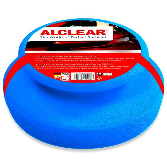 ALCLEAR 5713050M Handpolierschwamm – Polierschwamm Auto für Lackpflege & Versiegelung – weiches Pad zum Auftragen von Politur & Wachs – lackschonend, waschbar & wiederverwendbar – Made in Germany