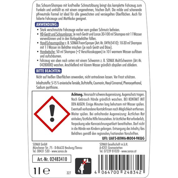SONAX XTREME FoamInvasion Schaumshampoo Sonderedition (1 Liter) mit kraftvoller Schmutzlösung | Art-Nr. 02483410