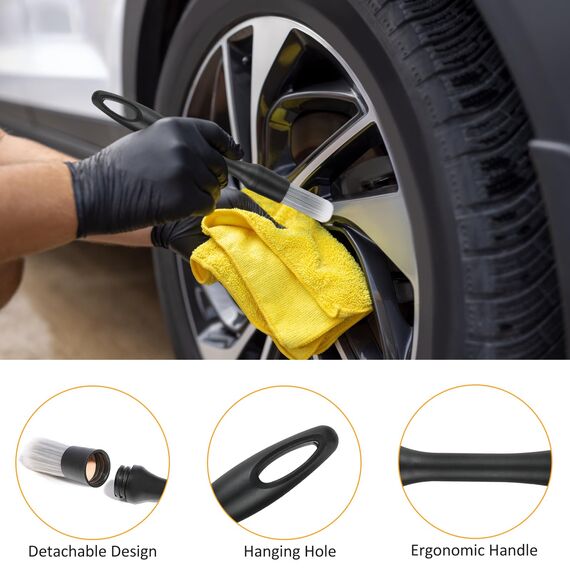VFANDV Auto Detailingbürste, 5 Stück Auto Reinigungspinsel Car Innenraum Staubkehrende Weiche Bürste Detailing Pinsel Set Reinigungswerkzeug Staubentfernungsbürste for Interior Exterior