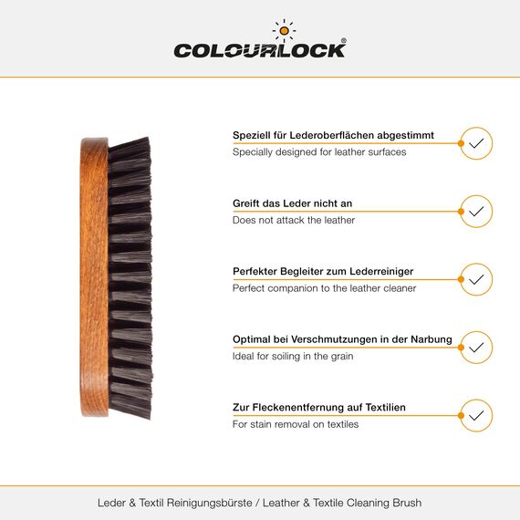 COLOURLOCK Textil- und Lederbürste klein in braun für die schonende Reinigung von Glattleder, Rauleder, Kunstleder und Textilien
