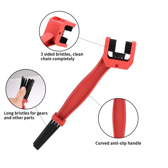 Xiaomoyu 4 Stück Ketten Reinigungsbürste, Kettenreiniger Bürste, Fahrrad Kette Auto Motorrad Reinigen Saubere Bürste, Wartungswerkzeug, Rot/Blau