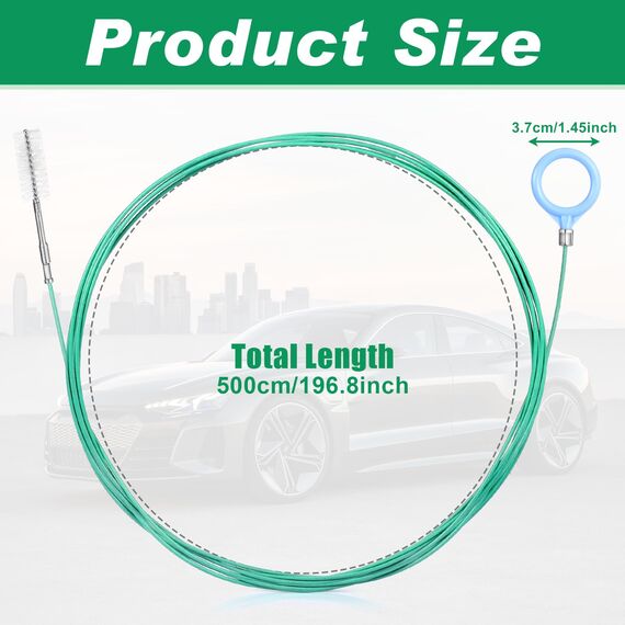 Draupnir Auto Schiebedach Reinigungsbürste，500cm Lang Schiebedach Ablauf Bürste Flexible Abflussbürste Werkzeug Rohrreiniger mit 2Pcs 20cm Reinigungsbürste für Auto-Schiebedachwischer Abflussloch