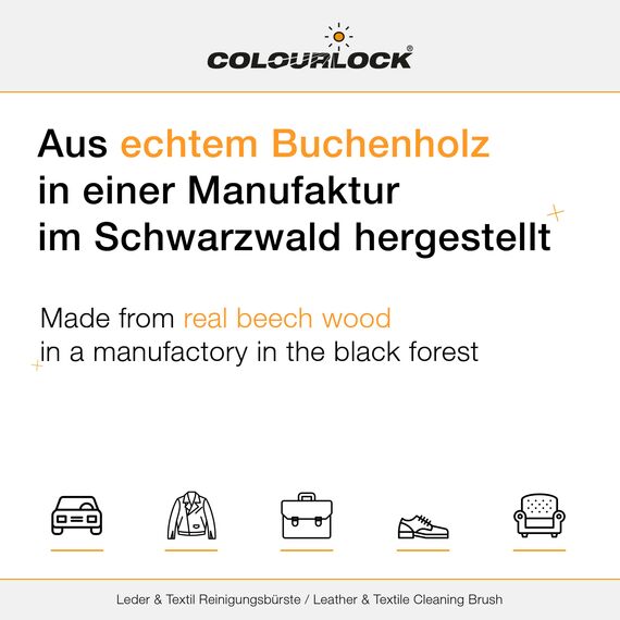 COLOURLOCK Textil- und Lederbürste klein in braun für die schonende Reinigung von Glattleder, Rauleder, Kunstleder und Textilien