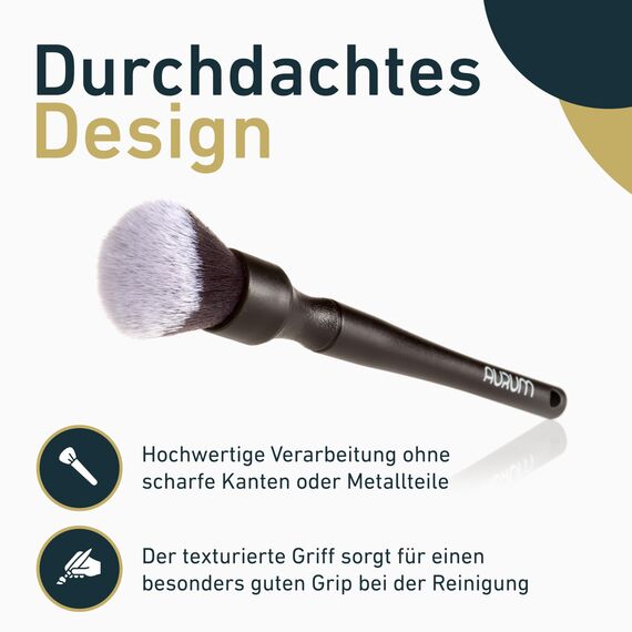Aurum-Performance® Detailing Pinsel Auto 2er Set ultraweich - KFZ Reinigungspinsel zur professionellen Autopflege Innen & Außen - Car Detail Brush, Innenraum Reinigung, PKW Waschpinsel Ultrasoft