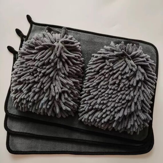 VAIYNWOM 3er Mikrofasertücher & 2 Stück Waschhandschuh Autopflege Set, Microfasertücher 600GSM Super Weich Trockentücher Mikrofaser Handtuch zum Autoreinigung, Trocknen und Polierenlau