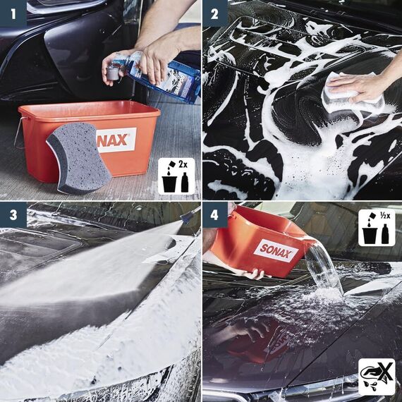 SONAX XTREME Shampoo 2 in 1 (1 Liter) Autoshampoo Konzentrat ohne Abledern zur Reinigung lackierter Oberflächen, Metall, Glas, Kunststoff & Gummi | Art-Nr. 02153000
