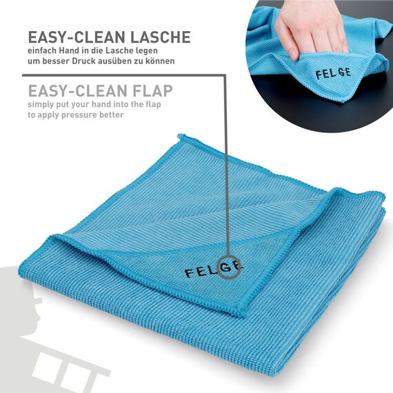 NIGRIN Mikrofaser-Tuch Felge, streifenfreie Reinigung der Felge, löst effizient Schmutz, besonders saugstark und garantiert fusselfrei, Auto Microfasertuch Autopflege, 40x40 cm (Packung mit 3)