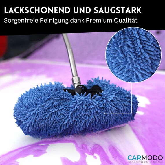 CARMODO® Mr.BOB Premium SB Waschbürstenüberzug + CARMODO Premium Trockentuch 60x40cm | Mikrofaser Autoschwamm Trockentuch Brush Cover