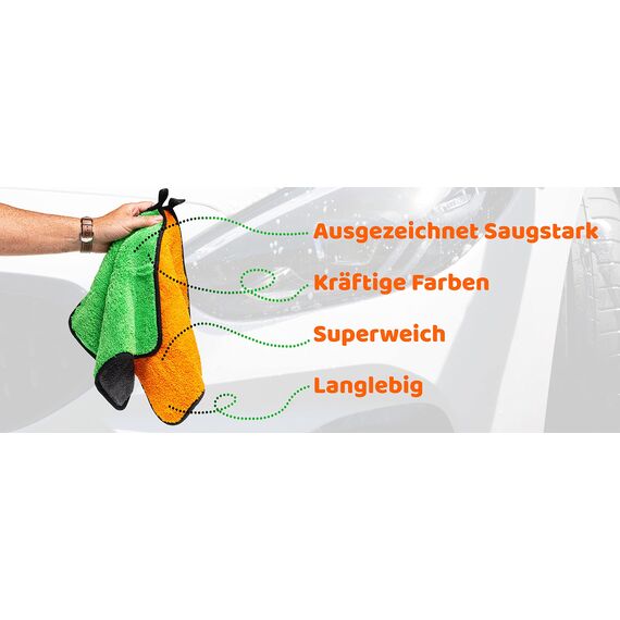 Mikrofasertücher Auto 3 Stück 800 GSM Poliertuch für Autopflege und Haushalt | Microfaser Trockentuch extrem saugstark, fusselfrei und schonend weich Polieren - 30 x 30 cm (3PCS) (Grün, 3 Stück)