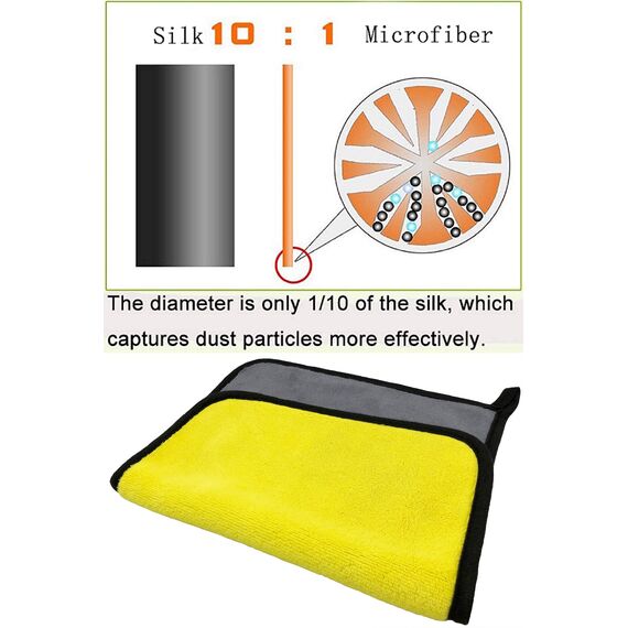 VAIYNWOM 3er Set Mikrofasertücher Autopflege, Sehr Weich Poliertuch Microfasertücher Auto Trockentücher, Fusselfreie zum Reinigung Auto Motorrad, Innenreinigung, 30x30cm, Gelb