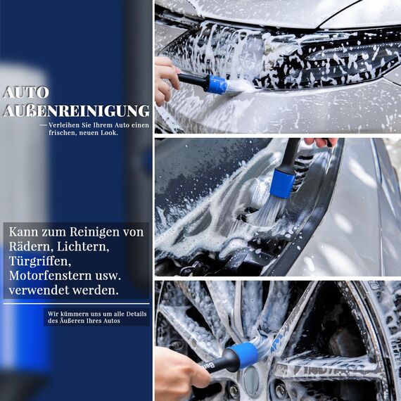 bemece 5 Stück Reinigung Pinsel Auto, Auto Detailingbürste, Nass und Trocken, Auto Reinigungspinsel Für Reinigung von Auto innen, Emblemen, Lüftungsschlitzen