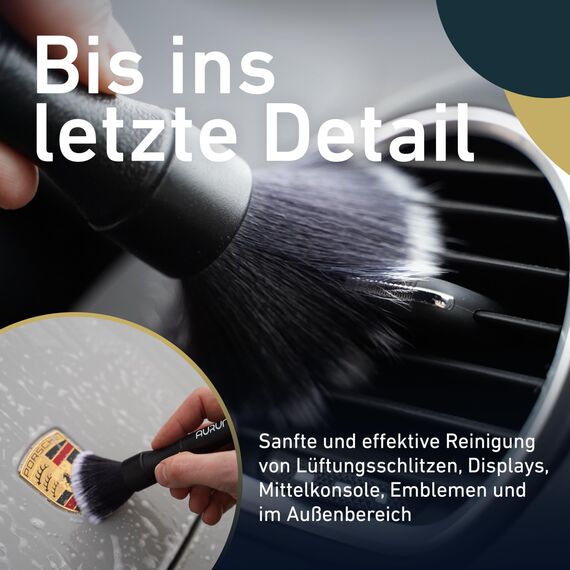 Aurum-Performance® Detailing Pinsel Auto 2er Set ultraweich - KFZ Reinigungspinsel zur professionellen Autopflege Innen & Außen - Car Detail Brush, Innenraum Reinigung, PKW Waschpinsel Ultrasoft