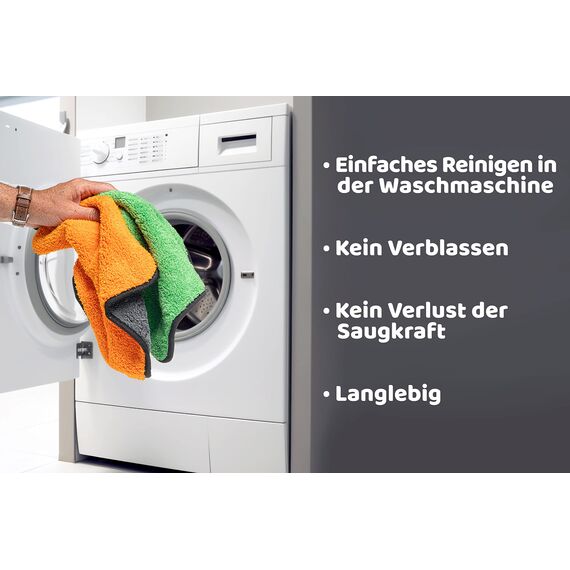 Mikrofasertücher Auto 3 Stück 800 GSM Poliertuch für Autopflege und Haushalt | Microfaser Trockentuch extrem saugstark, fusselfrei und schonend weich Polieren - 30 x 30 cm (3PCS) (Grün, 3 Stück)