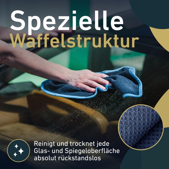Aurum-Performance® Saugstarkes Waffeltuch für Autoscheiben und Fenstertuch - 100% Fusselfrei und absolut streifenfreie Scheibenreinigung (3er Set, 40x30cm)