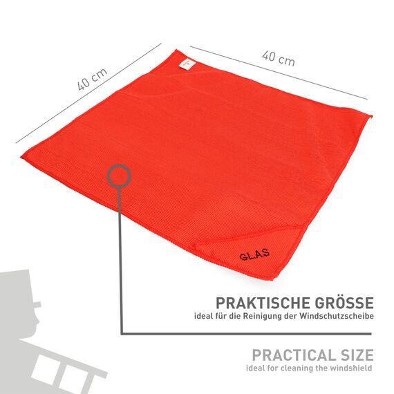 NIGRIN Mikrofaser-Tuch Glas, schlierenfreie und streifenfreie Reinigung von Autoscheiben, Spiegeln und Fenstern, garantiert fusselfrei, Auto Microfasertuch Autopflege, 40x40 cm
